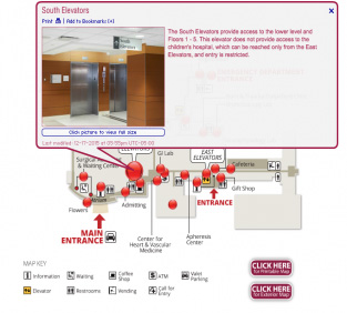 Screenshot of an interactive campus map for Loyola University Medical Center