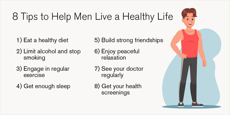 Tips for men to live a healthy life graphic