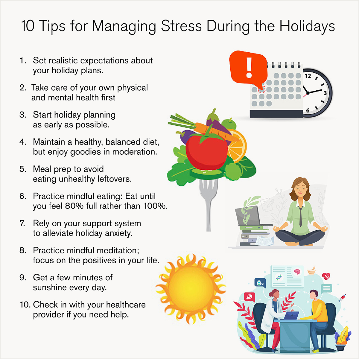 Tips for managing holiday stress graphic