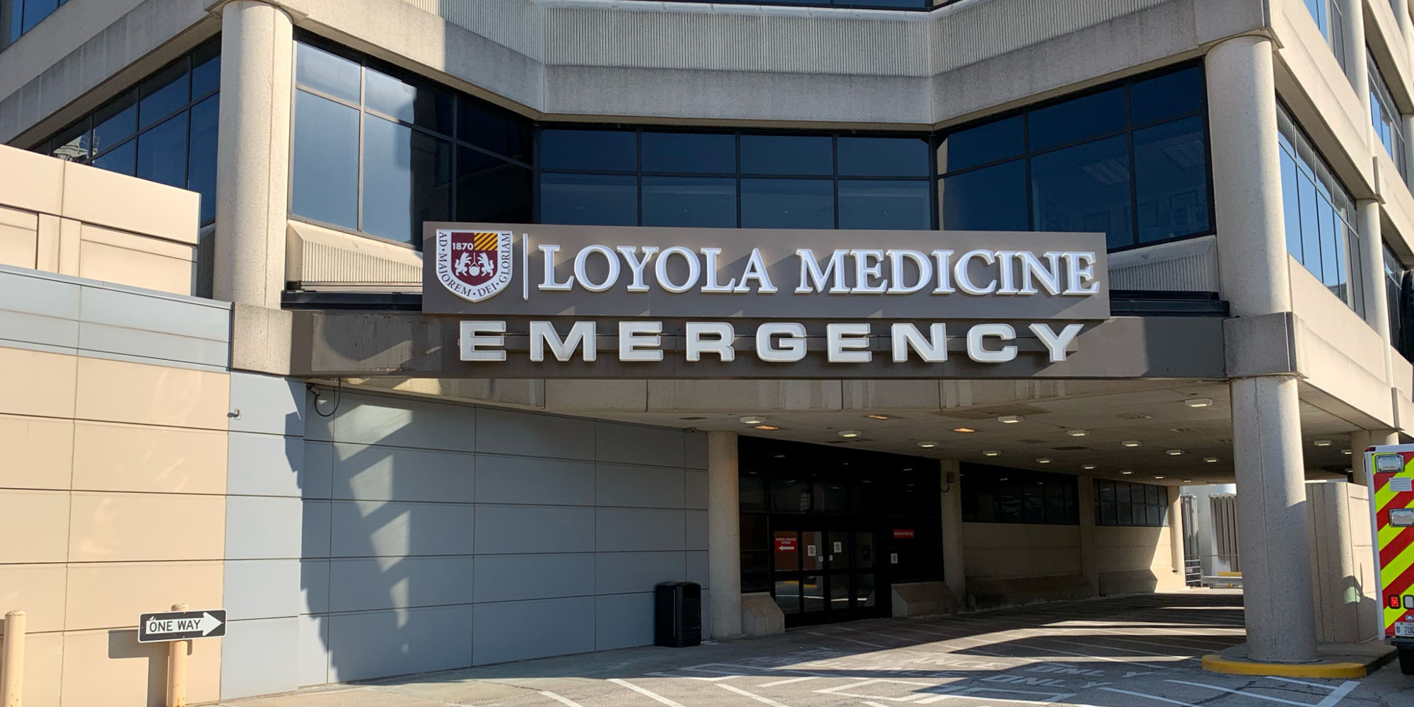 Entrance to emergency department at Loyola University Medical Center