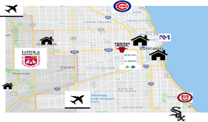 Map of Chicago, IL