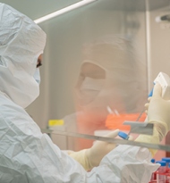 Researcher in clean lab