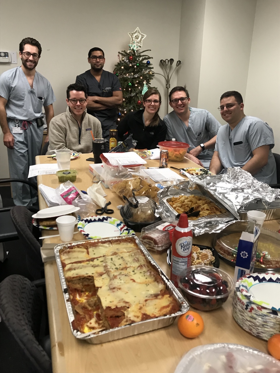 Residents having food together