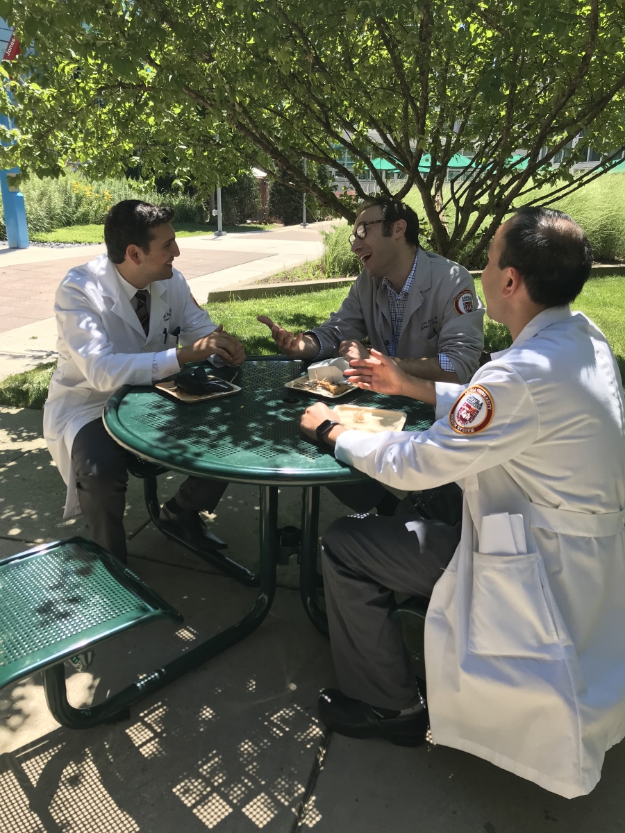 Residents outside of Loyola University Medical Center