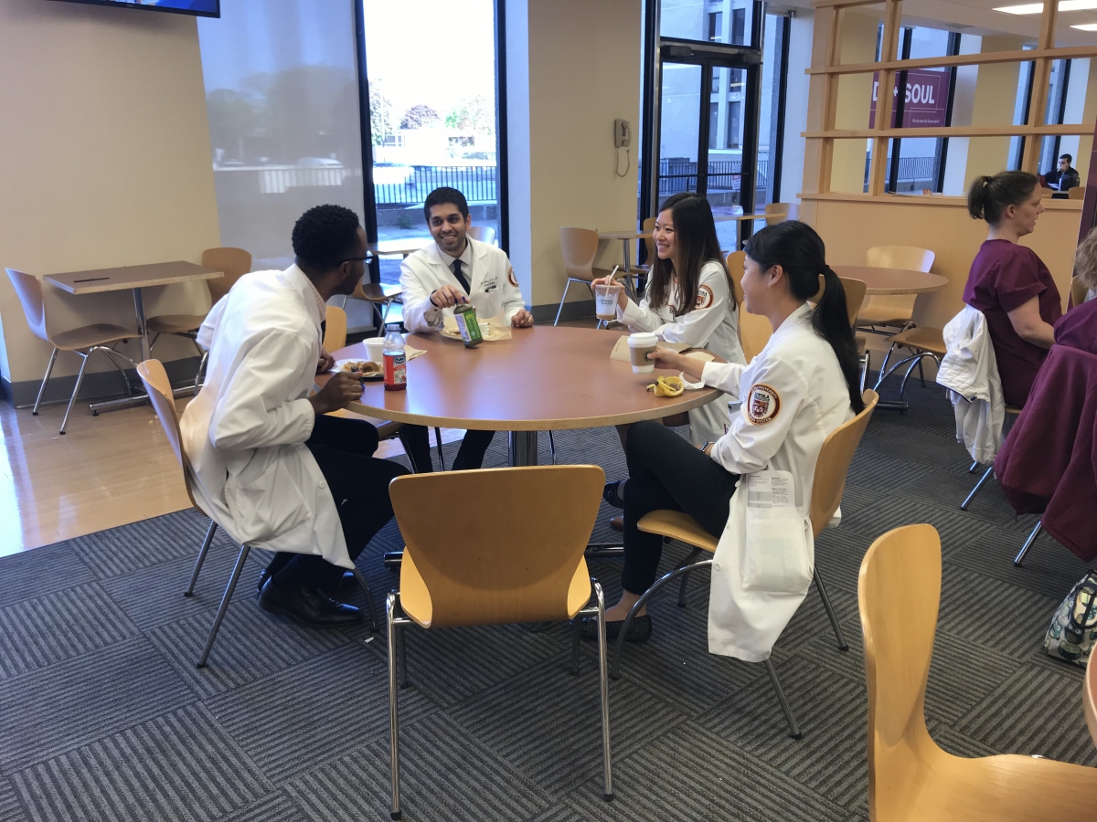 Residents eating food