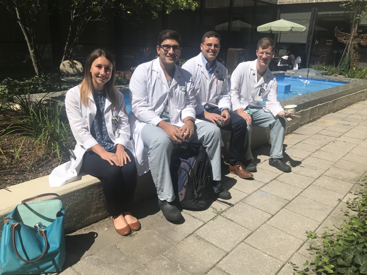 Residents outside of Loyola University Medical Center